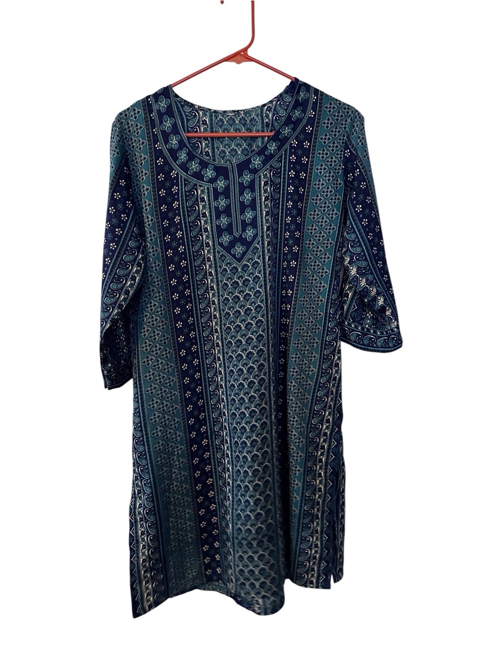 Blue & Teal Patterned Tunic Top - Picture 1 of 7